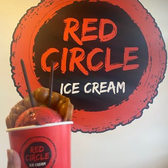 Red Circle Ice Cream - Elmo crunch in a waffle cone. - Desserts Near Me - Houston, Texas