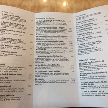 Pho Bac - Menu as of 7/28/17 - Vietnamese Near Me - Baltimore, Maryland