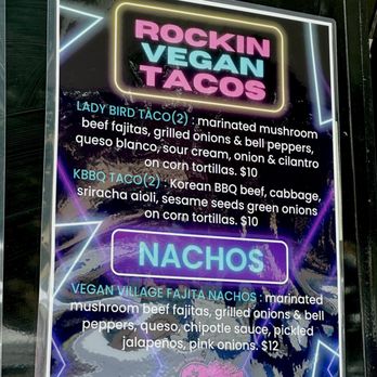 The Vegan Nom - Rockin Vegan Tacos sign - Vegan Near Me - Austin, Texas