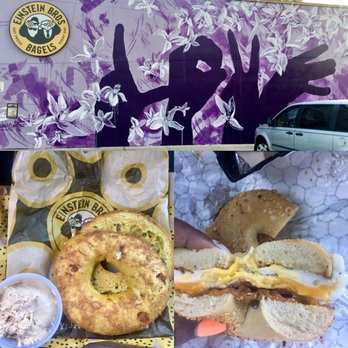 Einstein Bros. Bagels - My favs the Egg, Bacon, & Cheddar on a Onion Bagel & a French Toast Bagel with the Maple Smear! Yummers! - Bagels Near Me - Orlando, Florida Einstein Bros. Bagels - My favs the Egg, Bacon, & Cheddar on a Onion Bagel & a French Toast Bagel with the Maple Smear! Yummers! - Bagels Near Me - Orlando, Florida