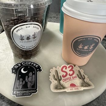 S3 Coffee Bar - Stickers and cups - Coffee & Tea Near Me - Escondido, California S3 Coffee Bar - Stickers and cups - Coffee & Tea Near Me - Escondido, California
