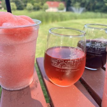DC Estate Winery - three glasses of wine and a glass of watermelon - Wedding Planning Near Me - South Beloit, Illinois