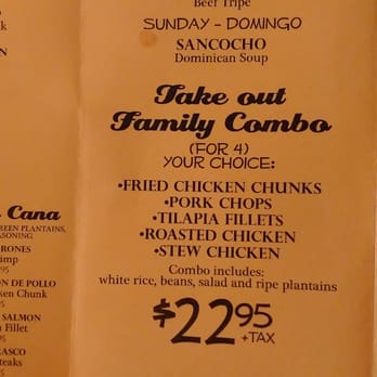 Punta Cana - Partial menu. - Caribbean Near Me - Charlotte, North Carolina