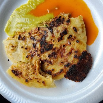 Las Delicias - Revuelta pupusa...delicious with the green sauce. - Salvadoran Near Me - Chicago, Illinois Las Delicias - Revuelta pupusa...delicious with the green sauce. - Salvadoran Near Me - Chicago, Illinois