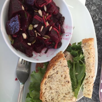 Evelyn's Memory Lane Cafe - Hutterite chicken with cranberries on homemade bread with side beet salad. - Bakeries Near Me - High River, Alberta
