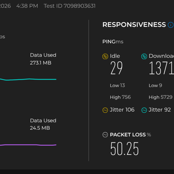 Astound - Chicago - 50% packet loss, supposed to be 1000 Mbit/s download capable - Internet Service Providers Near Me - Chicago, Illinois