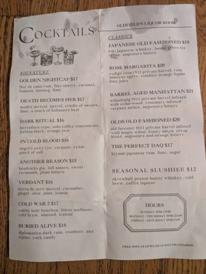 Menu photo 3 Oldfields Liquor Room Los Angeles, CA
