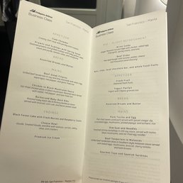 Business class menu