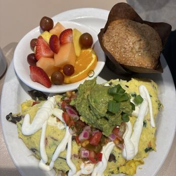 Wild Eggs - Surfer Girl Omelet with fruit and blueberry muffin - Breakfast & Brunch Near Me - Jeffersontown, Kentucky Wild Eggs - Surfer Girl Omelet with fruit and blueberry muffin - Breakfast & Brunch Near Me - Jeffersontown, Kentucky
