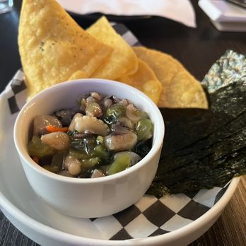 Saku Sushi - SAKU CEVICHE Assorted fish, Lime, Mango with Nacho chips $14 - Sushi Bars Near Me - Toronto, Ontario Saku Sushi - SAKU CEVICHE Assorted fish, Lime, Mango with Nacho chips $14 - Sushi Bars Near Me - Toronto, Ontario