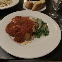 Chicken parm and the garlic bread Chicken parm and the garlic bread