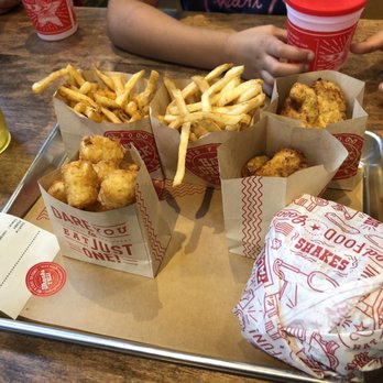 Hat Creek - Kids chicken nuggets, fries, tots and a cowboy burger. Great portions. - Burgers Near Me - Katy, Texas Hat Creek - Kids chicken nuggets, fries, tots and a cowboy burger. Great portions. - Burgers Near Me - Katy, Texas