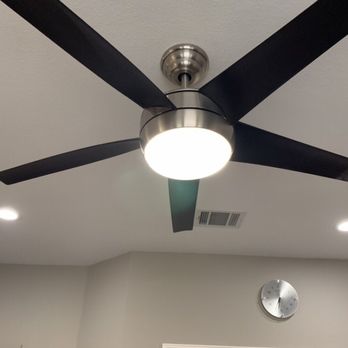 Outdoor Ceiling Fan Installed Under Solar Pergola Concealed Power