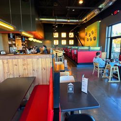 Picture from the main seating area of the fully stocked bar.