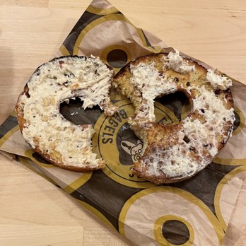 Einstein Bros. Bagels - Egg toast bagel and failed attempt at a cream cheese shmear. - Bagels Near Me - Encinitas, California