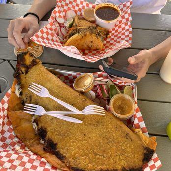 Con Sabor A Mexico - Giant Quesabirria compared to normal Quesabirria - Food Trucks Near Me - San Jose, California