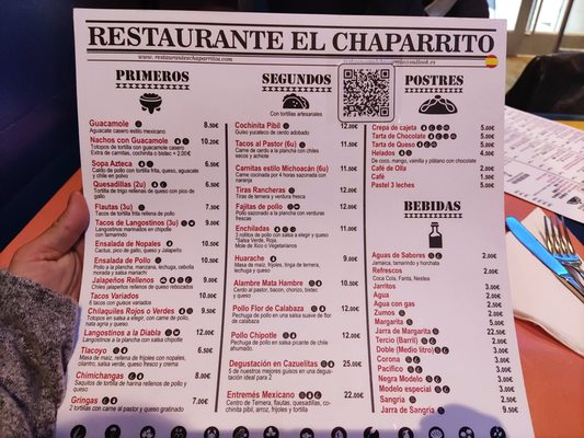 Menu photo 1 El Chaparrito Madrid, M