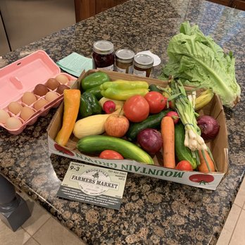 Beasley Farm - Farm fresh eggs, $10 produce box, pickled beets, canned banana foster, strawberry rhubarb jam and some lettuce. Paid around $30 total :) - Farms Near Me - Brooksville, Florida