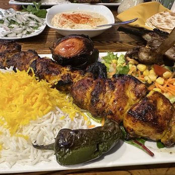 TehranRo Grill - Cornish hen kabobs plate and a couple of lambs from my friends plate ! - Mediterranean Near Me - Los Angeles, California TehranRo Grill - Cornish hen kabobs plate and a couple of lambs from my friends plate ! - Mediterranean Near Me - Los Angeles, California