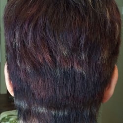 Maxie Family Hair Salon - Came in with red requested blonde chunks. Black?They refuse to fix bc the stylists feelings are hurt. Maxie says this is cute