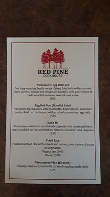 Menu photo 2 Red Pine Cookhouse Emily, MN