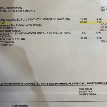 Mountain View Tire & Auto Service - Receipt, showing charge for filter - Tires Near Me - Corona, California Mountain View Tire & Auto Service - Receipt, showing charge for filter - Tires Near Me - Corona, California
