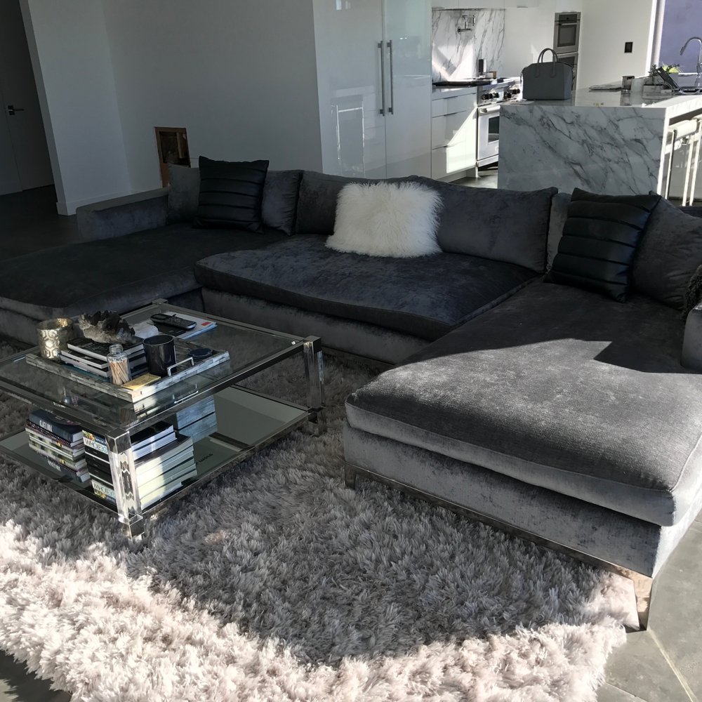 Sofas Tables and More - Custom velvet upholstery sofa with chrome legs and base. - Furniture Stores Near Me - Torrance, California Sofas Tables and More - Custom velvet upholstery sofa with chrome legs and base. - Furniture Stores Near Me - Torrance, California