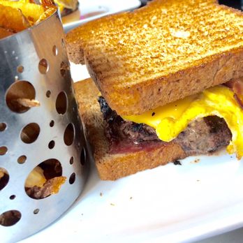 Moonstruck Eatery - My daughter had Breakfast Burger on toast. Regular Fries. She enjoyed. 03/25/17 - American Near Me - New York, New York