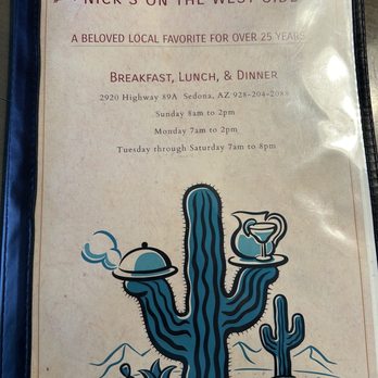 Nick's West Side - Menu front page - Breakfast & Brunch Near Me - Sedona, Arizona