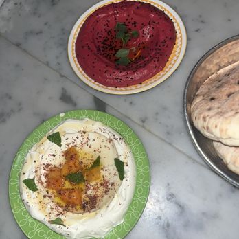 Shuka - Labne and Beet Hummus | Instagram: GaoGirlsGrubbin - Mediterranean Near Me - New York, New York