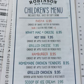 The Robinson Ale House - Children's Menu - Pubs Near Me - Long Branch, New Jersey