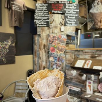 The City Creamery - Single scoop Huckleberry Honey & Lavender in a waffle cone - Ice Cream & Frozen Yogurt Near Me - Cave Creek, Arizona The City Creamery - Single scoop Huckleberry Honey & Lavender in a waffle cone - Ice Cream & Frozen Yogurt Near Me - Cave Creek, Arizona