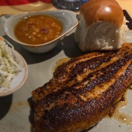 Blackened catfish, slaw and beans! Blackened catfish, slaw and beans!