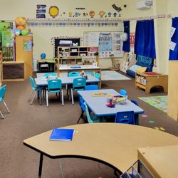 Our cozy, colorful classroom ready for the day!