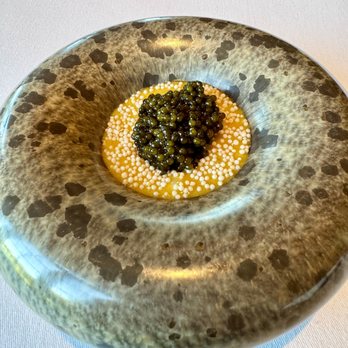Addison - Regiis ova reserve caviar, koshihikari rice, smoked sabayon, sesame - New American Near Me - San Diego, California Addison - Regiis ova reserve caviar, koshihikari rice, smoked sabayon, sesame - New American Near Me - San Diego, California