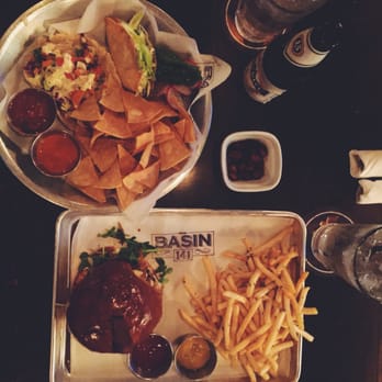 Basin 141 - Cheeseburger and Fries. Potato and Chicken tacos...Buckler Non-Alcoholic Beer from Holland. - Pubs Near Me - Montrose, California