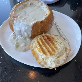 Lalla Grill Oceanside - Clam Chowder in breaded bowl - Seafood Near Me - Monterey, California Lalla Grill Oceanside - Clam Chowder in breaded bowl - Seafood Near Me - Monterey, California