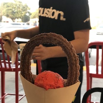Red Circle Ice Cream - Non-dipped churro with Elmo Crunch - Desserts Near Me - Houston, Texas Red Circle Ice Cream - Non-dipped churro with Elmo Crunch - Desserts Near Me - Houston, Texas