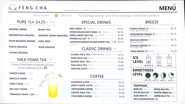 Menu photo 1 Feng Cha - Rowlett Rowlett, TX