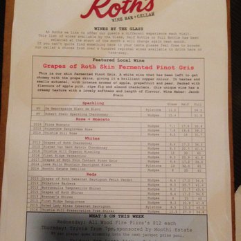 Roth's Wine Bar - Wine list on offer to patrons. - Wine Bars Near Me - Mudgee, NSW