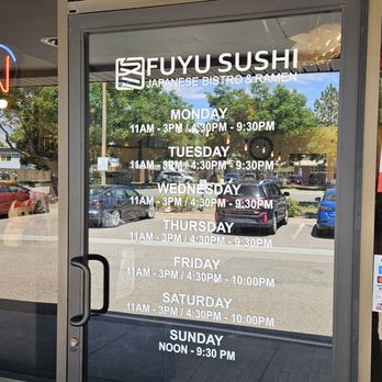 Fuyu Sushi - Posted hours - Sushi Bars Near Me - Aurora, Colorado Fuyu Sushi - Posted hours - Sushi Bars Near Me - Aurora, Colorado