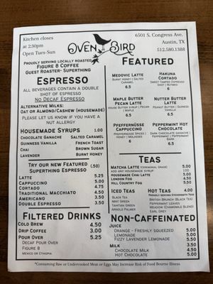 Menu photo 1 Ovenbird Austin, TX