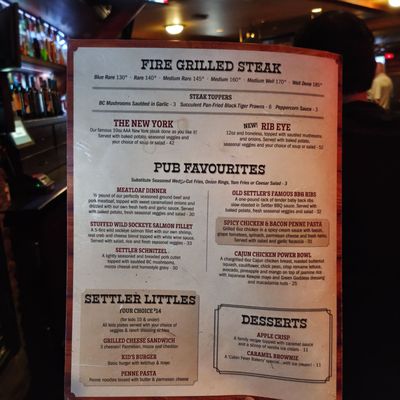 Menu photo 2 The Settler Pub Harrison Hot Springs, BC Menu photo 2 The Settler Pub Harrison Hot Springs, BC