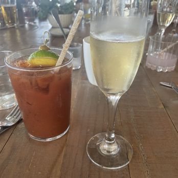 Quince Lakehouse - Bloody Mary and sparkling wine. - New American Near Me - Austin, Texas