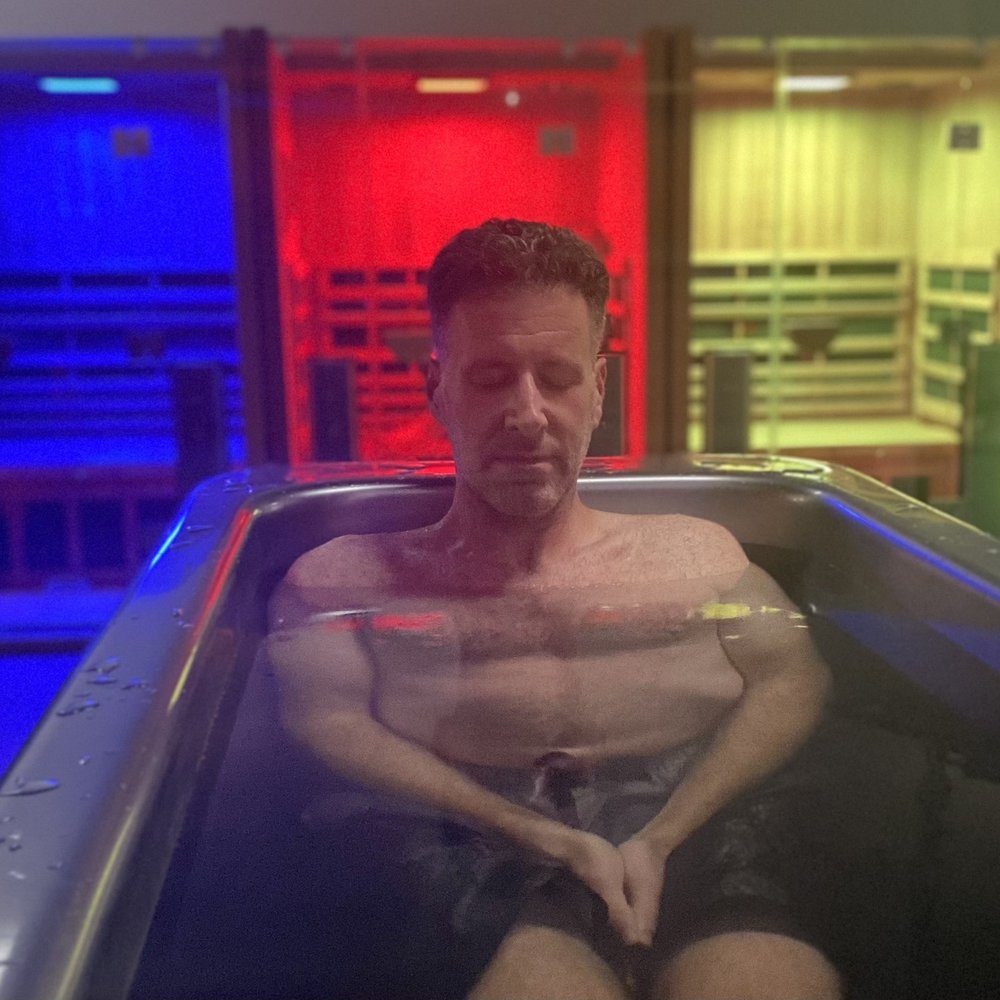 Enjoying a 42 degree cold plunge.