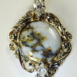 T H Jewelers - Hand made pendant by Mike and Dyana with LOCAL gold quartz! So awesome.