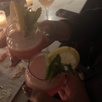 Clarkwood - Blood orange Aperol Spritz, Pomegranate & Rosemary Gin & Tonic, & Her name was Lola (shots) - Bars Near Me - Houston, Texas