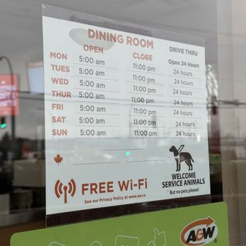 A&W - Business hours~ (January 2026) - Fast Food Near Me - New Westminster, British Columbia