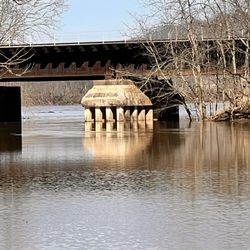 Lawrence Creek Campground - Train track tresses and entrance to Ohio River.
