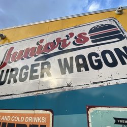 Junior's Burger Wagon - Front wall signage.